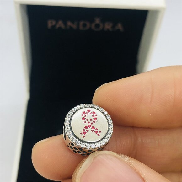 ✨🔥Pandora Breast Cancer Ribbon of Strength Dangle Charm Hope Bead Pendant - Picture 5 of 6